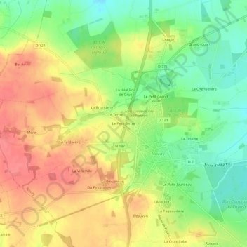 Topografische Karte Le Petit Tertre, Höhe, Relief