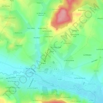 Topografische Karte La Voie, Höhe, Relief