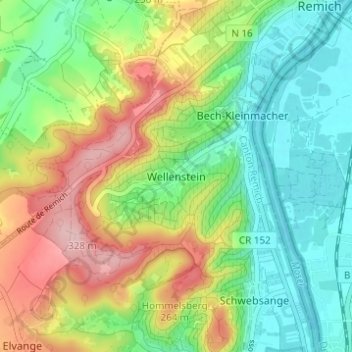 Topografische Karte Wellenstein, Höhe, Relief