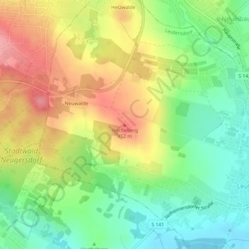 Topografische Karte Wacheberg, Höhe, Relief