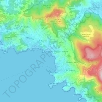 Topografische Karte Venere Azzurra, Höhe, Relief