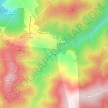 Topografische Karte Bouzas, Höhe, Relief