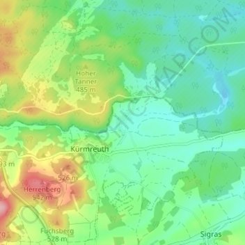 Topografische Karte Hannesreuth, Höhe, Relief