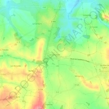 Topografische Karte Les Cabanous, Höhe, Relief