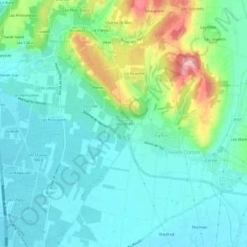 Topografische Karte Les Devès, Höhe, Relief