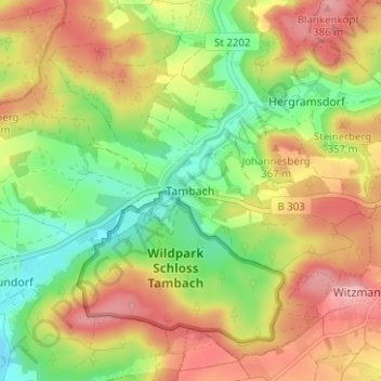 Topografische Karte Tambach, Höhe, Relief