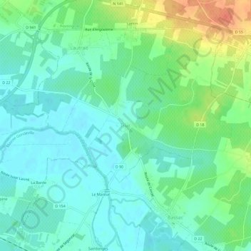 Topografische Karte Triac, Höhe, Relief