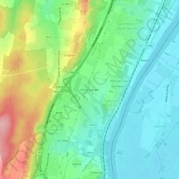 Topografische Karte Ferme Galopin, Höhe, Relief