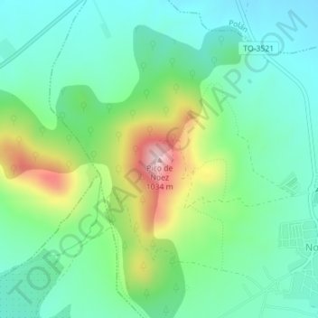 Topografische Karte Pico de Noez, Höhe, Relief