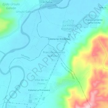 Topografische Karte Fraccionamiento la Florida, Höhe, Relief