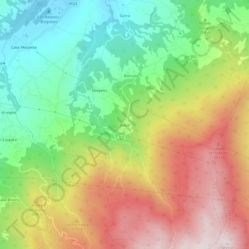 Topografische Karte Buzzò, Höhe, Relief