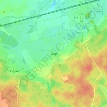 Topografische Karte Ipse, Höhe, Relief