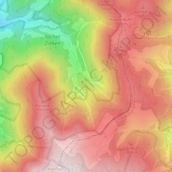 Topografische Karte Siebenfelsen, Höhe, Relief