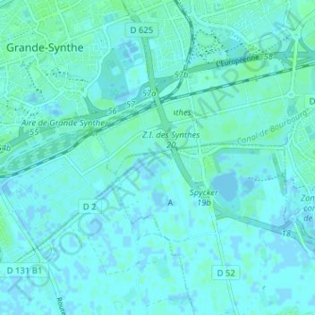 Topografische Karte Cruputte Houck, Höhe, Relief