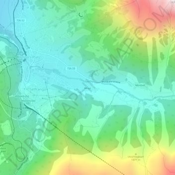 Topografische Karte Aeuja, Höhe, Relief