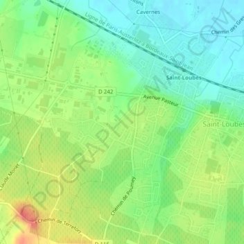 Topografische Karte Sacquey, Höhe, Relief