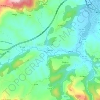 Topografische Karte Casquita, Höhe, Relief