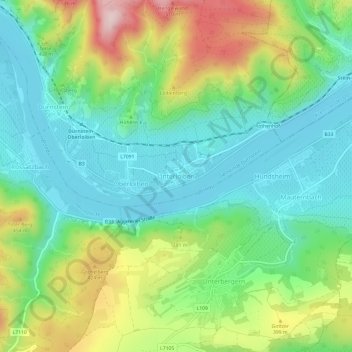 Topografische Karte Unterloiben, Höhe, Relief