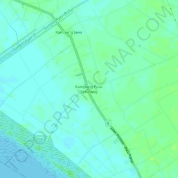Topografische Karte Kampung Pulai Sebatang, Höhe, Relief