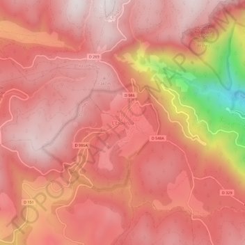 Topografische Karte L'Espérou, Höhe, Relief