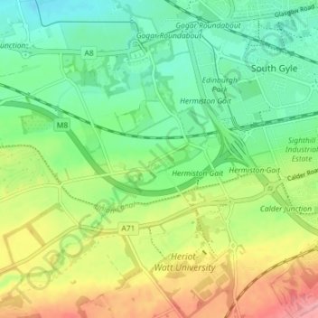 Topografische Karte Gogarbank, Höhe, Relief