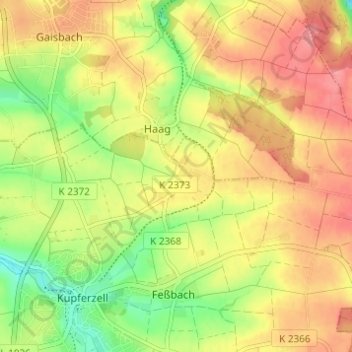 Topografische Karte Kubach, Höhe, Relief