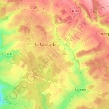 Topografische Karte Le Puits de Là-Bas, Höhe, Relief