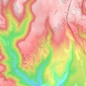 Topografische Karte Larquinel, Höhe, Relief