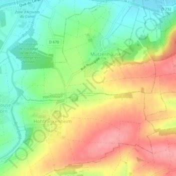 Topografische Karte Forlenberg, Höhe, Relief