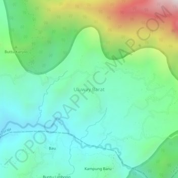 Topografische Karte Uluway Barat, Höhe, Relief