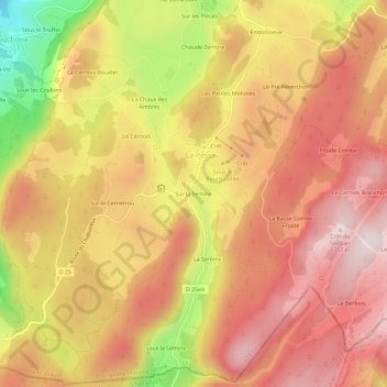 Topografische Karte Sur la Semine, Höhe, Relief
