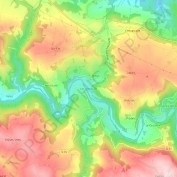 Topografische Karte Les Planques, Höhe, Relief
