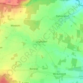 Topografische Karte Lagendorf, Höhe, Relief