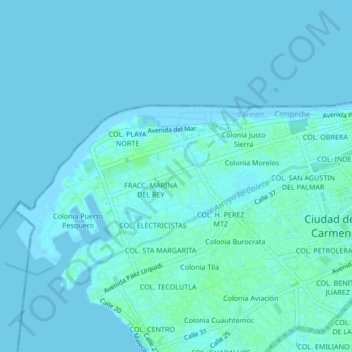 Topografische Karte FRACC. MONTE BELLO, Höhe, Relief