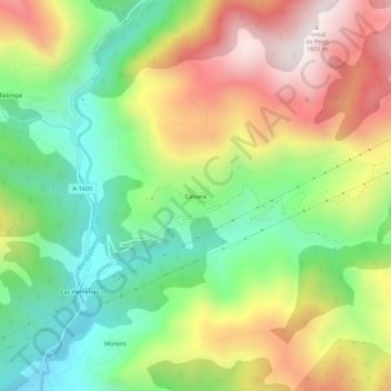 Topografische Karte Calvera, Höhe, Relief