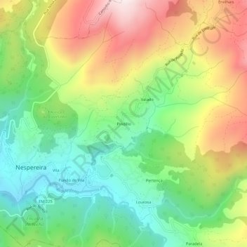 Topografische Karte Pindêlo, Höhe, Relief