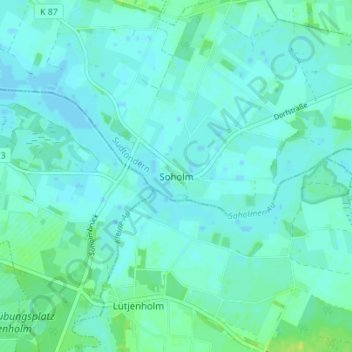 Topografische Karte Soholm, Höhe, Relief