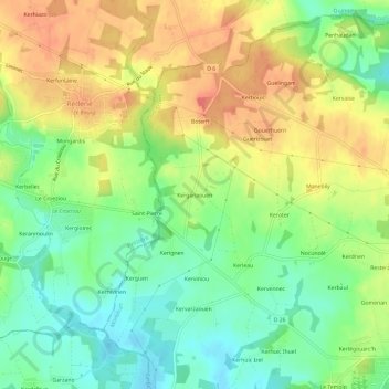 Topografische Karte Kerganaouen, Höhe, Relief