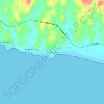 Topografische Karte Las Peñas, Höhe, Relief