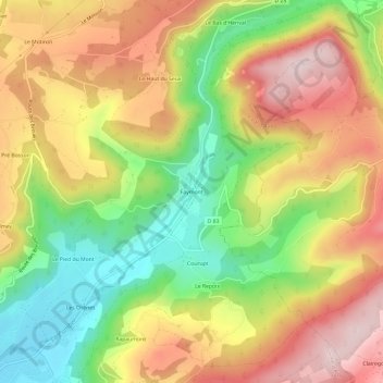 Topografische Karte Faymont, Höhe, Relief