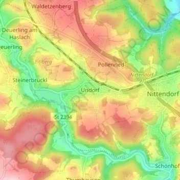 Topografische Karte Undorf, Höhe, Relief