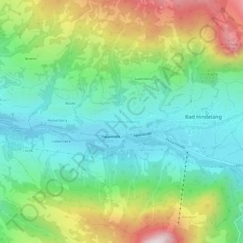 Topografische Karte Vorderhindelang, Höhe, Relief