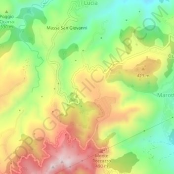 Topografische Karte Campo Inglese, Höhe, Relief