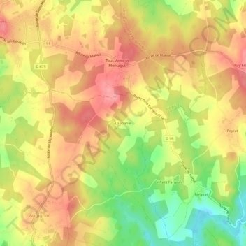 Topografische Karte Laubanie, Höhe, Relief