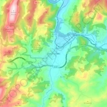 Topografische Karte Grado, Höhe, Relief