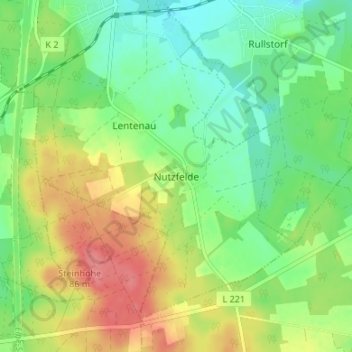 Topografische Karte Nutzfelde, Höhe, Relief