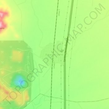 Topografische Karte Estación Llano, Höhe, Relief