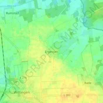 Topografische Karte Erpensen, Höhe, Relief