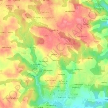 Topografische Karte Guerjean, Höhe, Relief