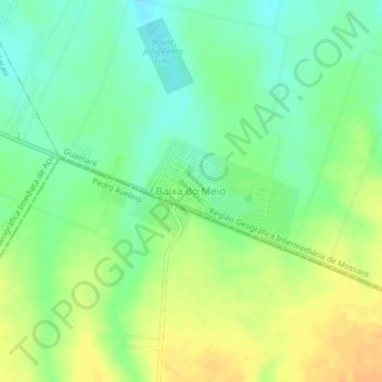 Topografische Karte Baixa do Meio, Höhe, Relief